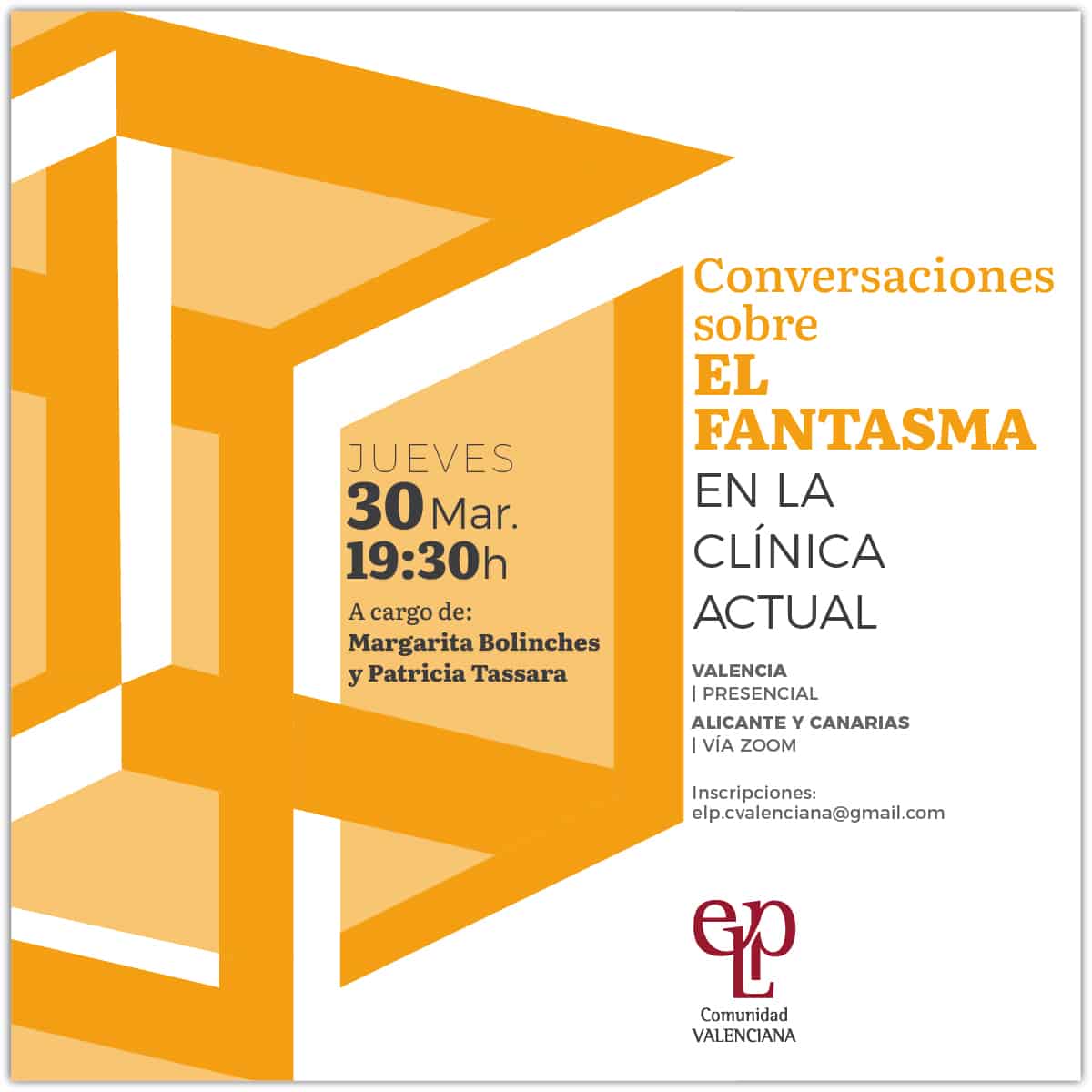 Conversaciones sobre el fantasma en la clínica actual, marzo 2023. Espacio clínico - ELP Comunidad Valenciana
